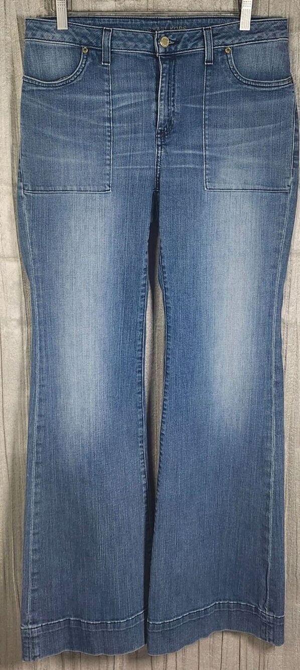 Michael Kors Wide Leg Deep Pocket Jeans Utility Stretch 35W Medium Wash Denim